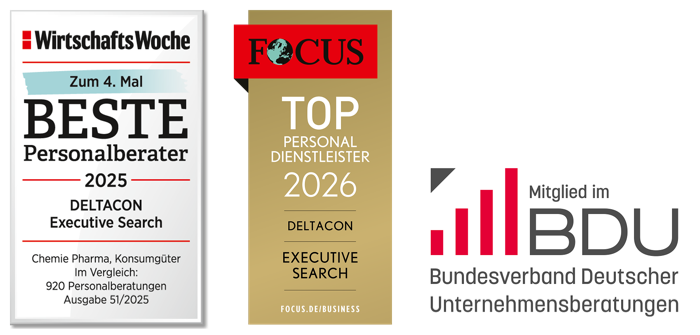 Auszeichnungen: WirtschaftsWoche Beste Personalberater, Focus Business Top Personaldienstleister, Mitglied im BDU